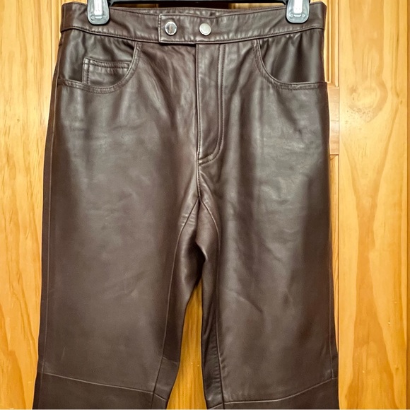 Ralph Lauren Sport Dark Brown Espresso 100% Leather Pants Boot Cut Medium Waist - Picture 7 of 11